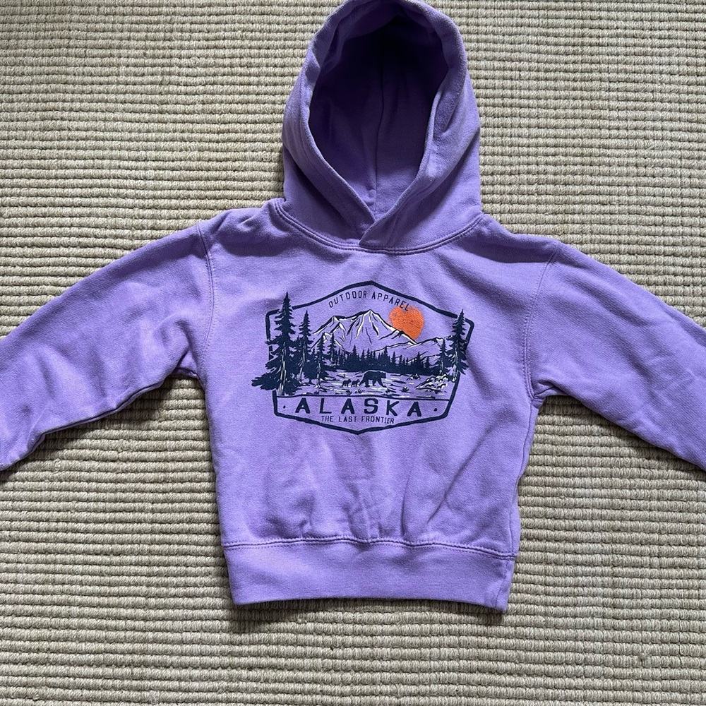 Purple Alaska The Last Frontier Hooded Sweatshirt - Prairie Mountain 2T Hoodie